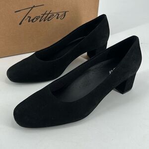 NIB Trotters Daria Women's Suede Leather Block Heel Slip On Pumps Black Size 9.5